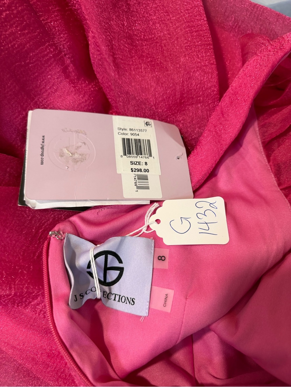 JS Collection Fuchsia Ruffle V-Neck Maxi Dress - Size 8 - New With Defect - Picture 14 of 14